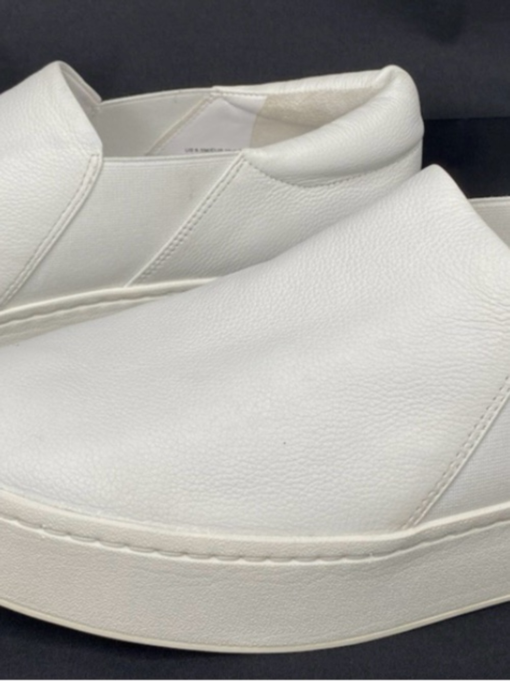 Vince White Leather Slip-On Platform Sneakers